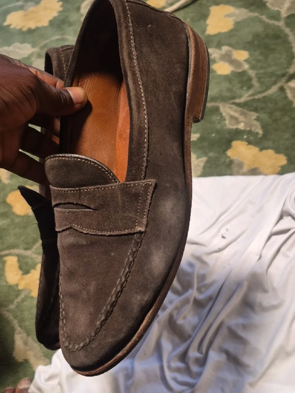 Allen Edmonds Dark Brown Suede Penny Loafers
